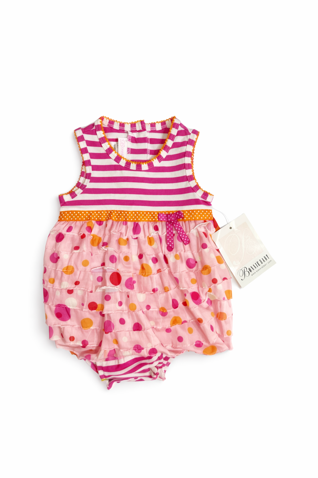 Size 6-9M | Bonnie Jean | Pink & Orange Onesie Dress | NWT