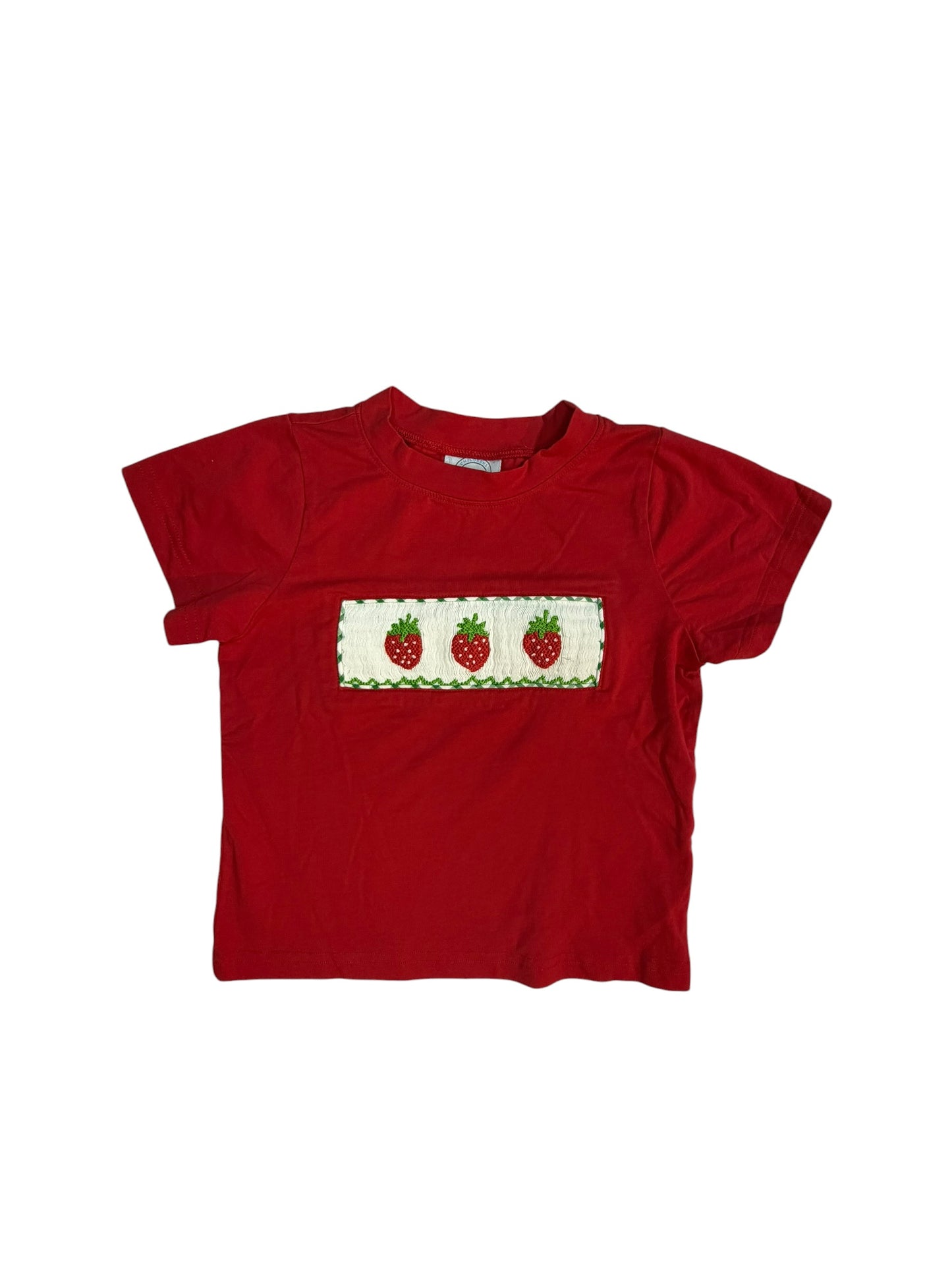 2T | Little Lullaby Boutique | Red Strawberry Smocked Short-Sleeve Shirt | EUC