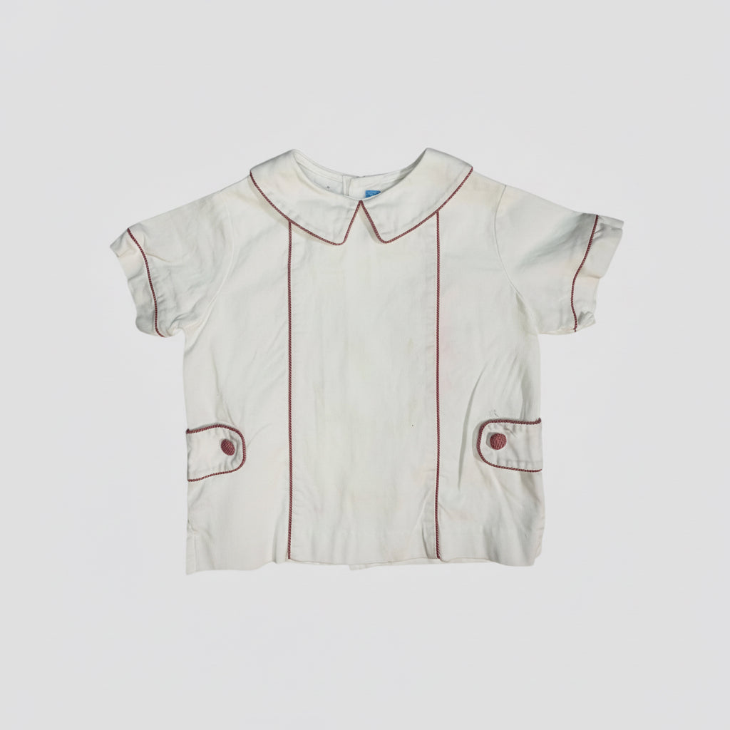 Size 4T | Monday's Child | White Peter Pan Collar Shirt with Red Trim | GUC