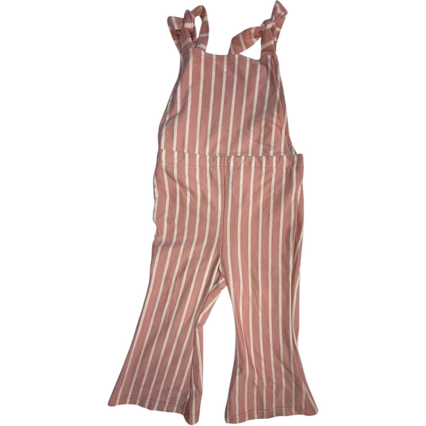 18-24M | Bailey Blossoms | Pink & White Striped Longalls with Tie Straps | GUC