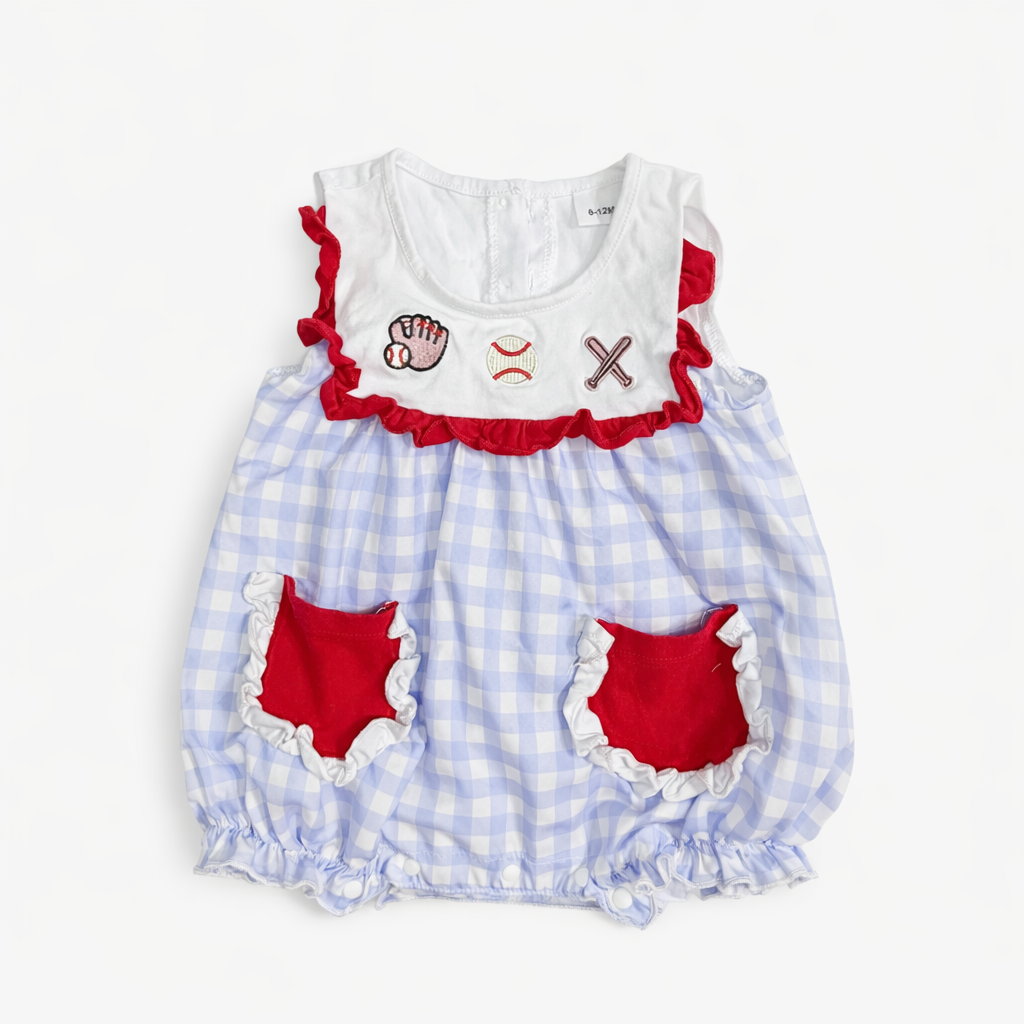 Size 6-12M | Baseball Ruffle Bubble | GUC