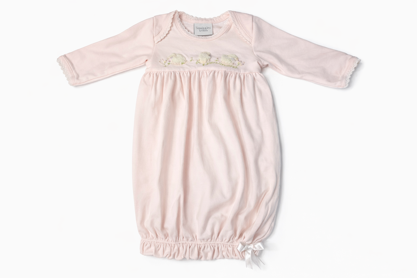 0–3M | Squiggles by Charlie | Pink Lamb Sleeper Gown | EUC