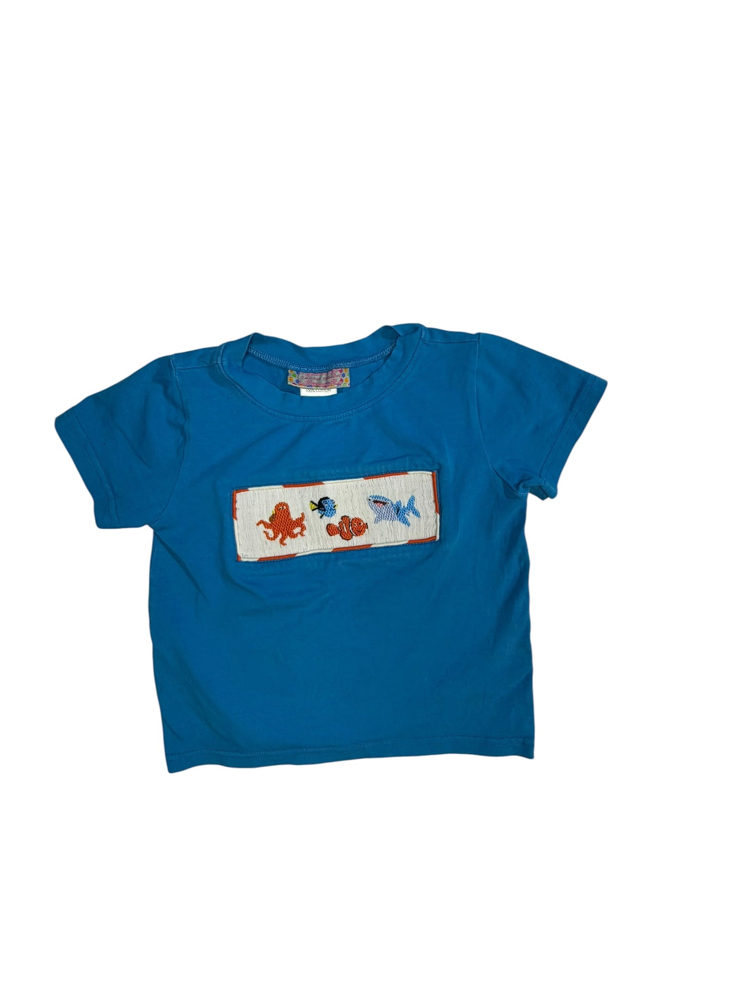 3 | Smocked Polka Dot | Bright Blue Smocked Finding Nemo Short-Sleeve T-Shirt | GUC