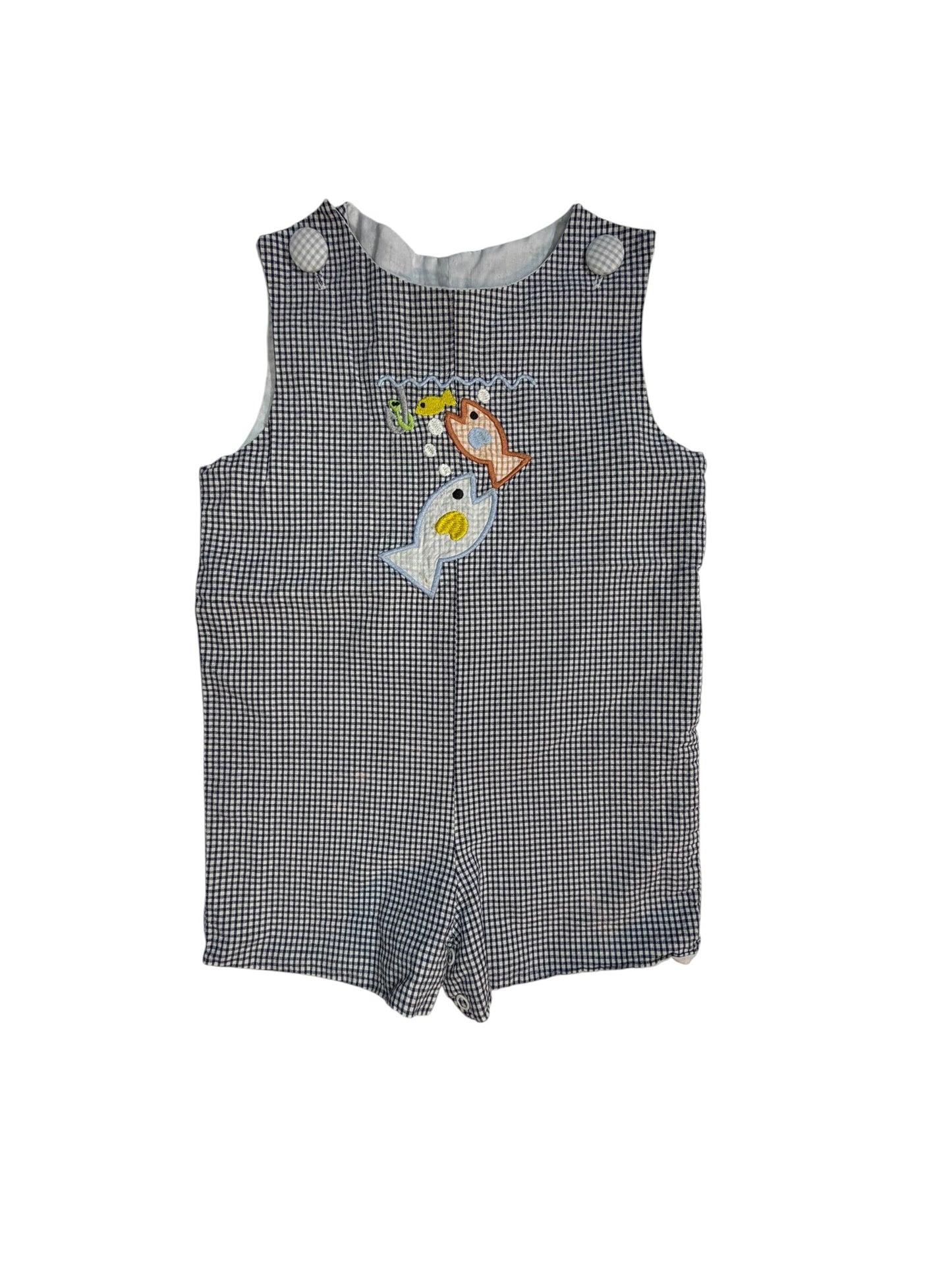 2T | Stellybelly | Navy and White Gingham Fishing Shortall | GUC