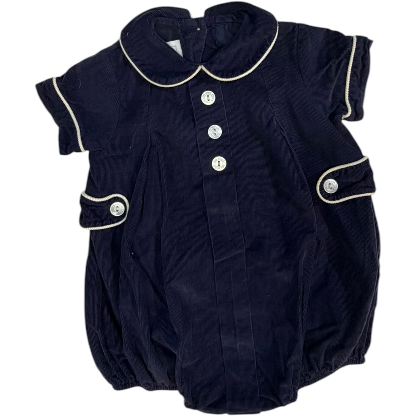 12M | Little English | Dark Blue Corduroy Bubble | EUC