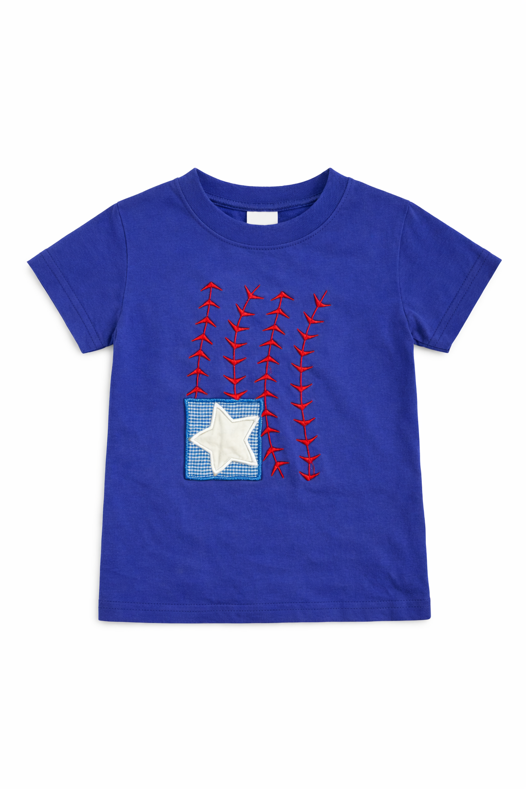 Size 4 | Smock Monkey | Blue Patriotic Short Sleeve Shirt | GUC