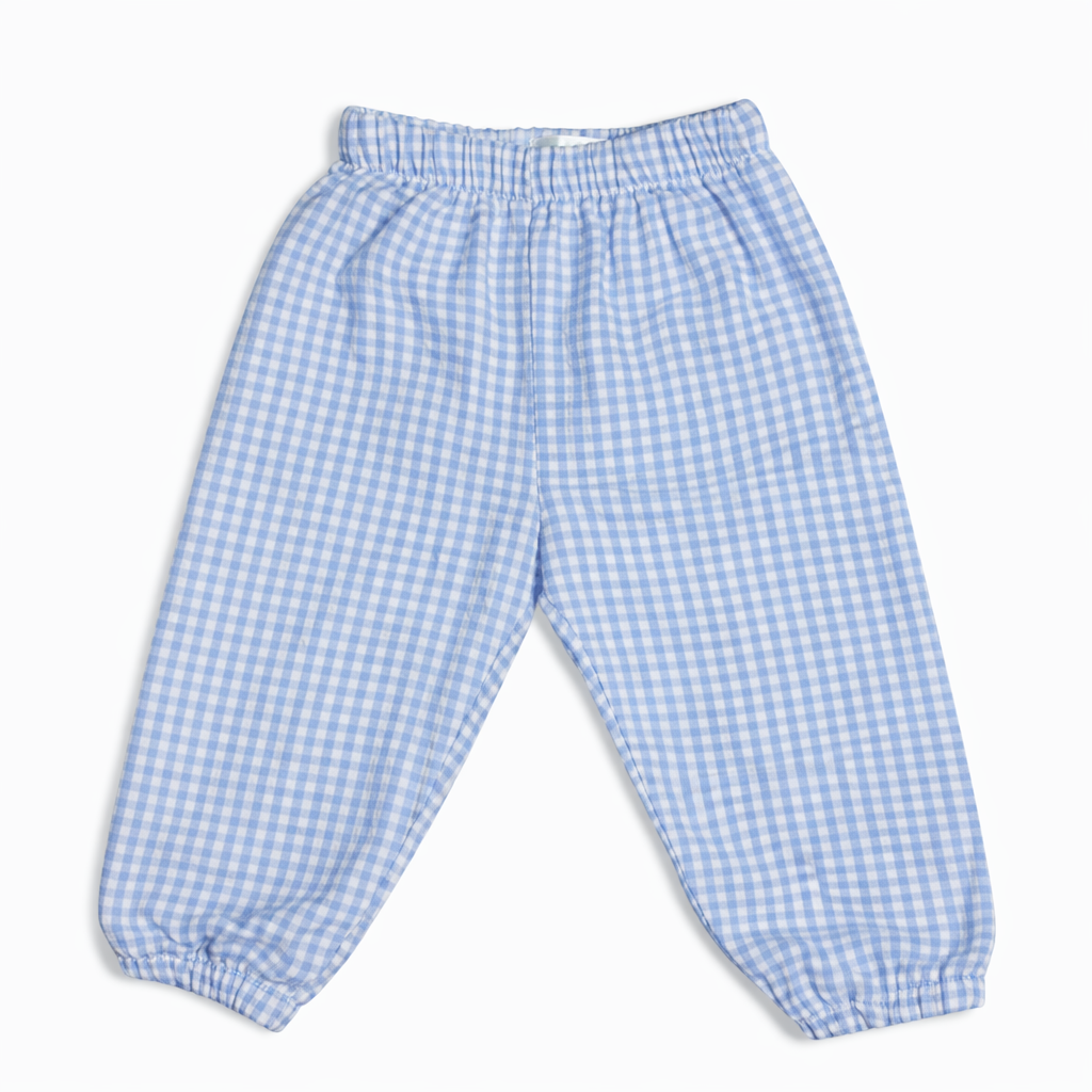Size 12M | Annie Kate | Boys Blue Gingham Seersucker Pants | EUC
