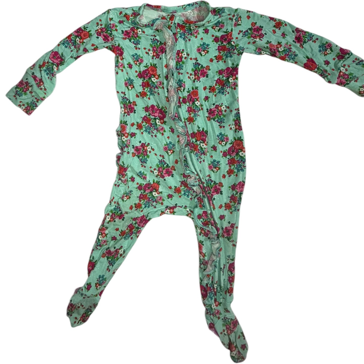 0-3M | Posh Peanut | Floral Footed Bamboo Sleeper | GUC
