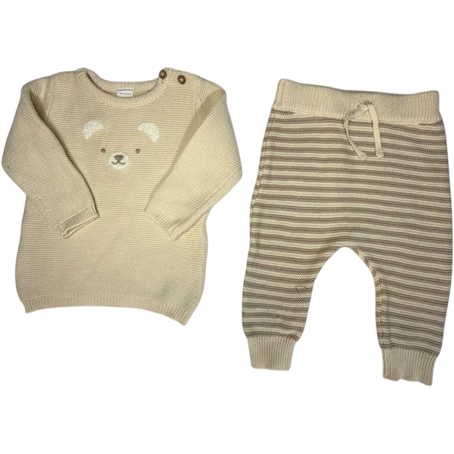 6M | Carter's | Tan & Brown Teddy Bear Sweater Set | EUC