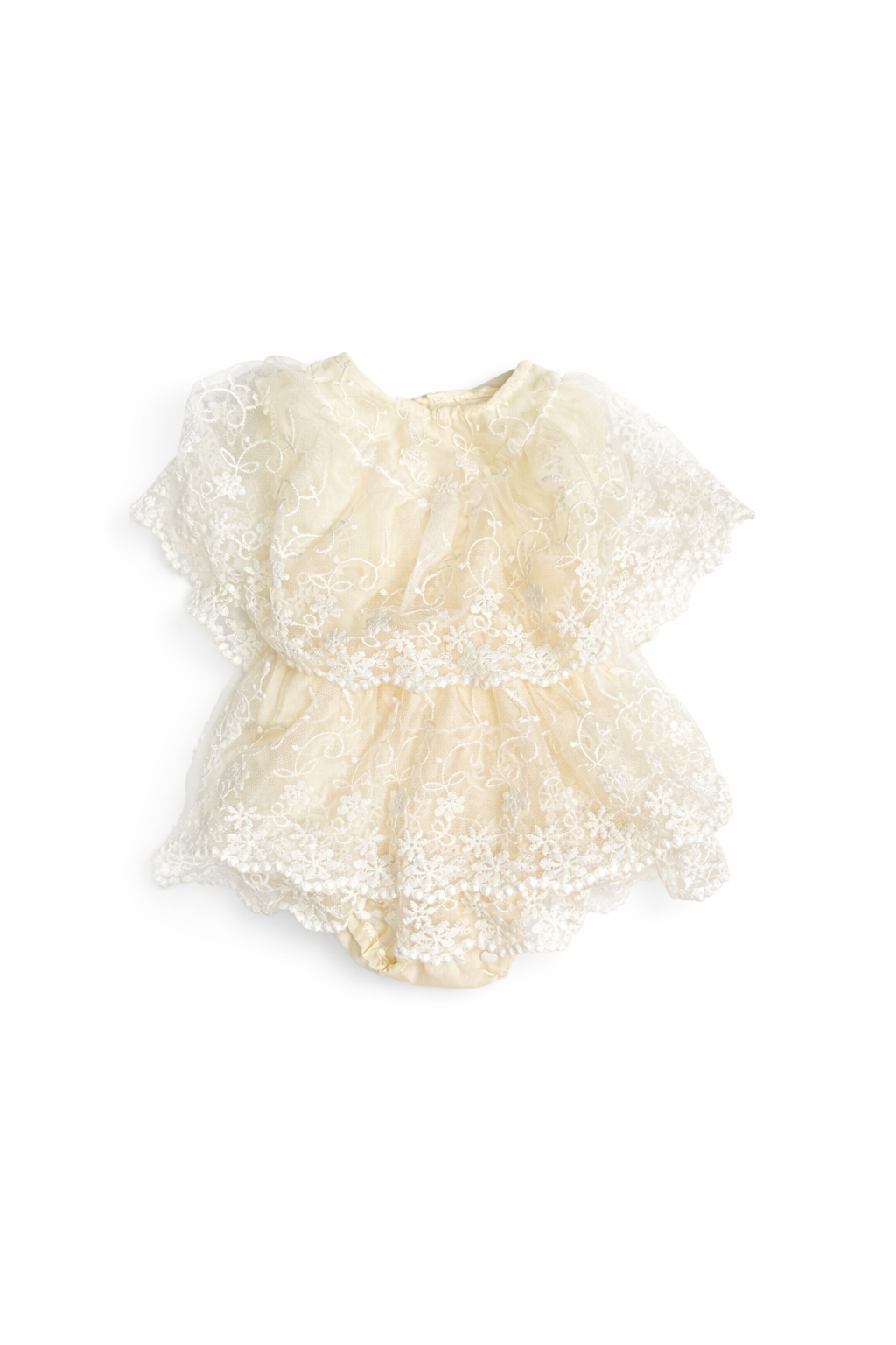 Est. Size 0-3M | Cream Lace Onesie Dress | EUC
