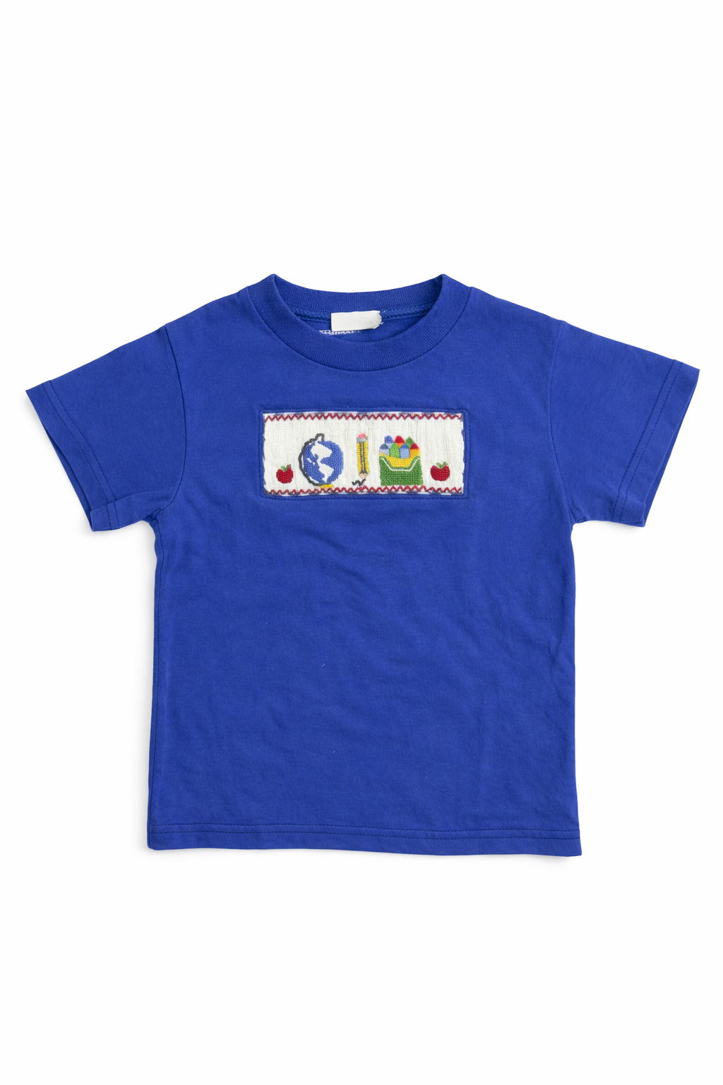 Size 4T | Vive La Fête | Blue School Smocked Short Sleeve Shirt | GUC