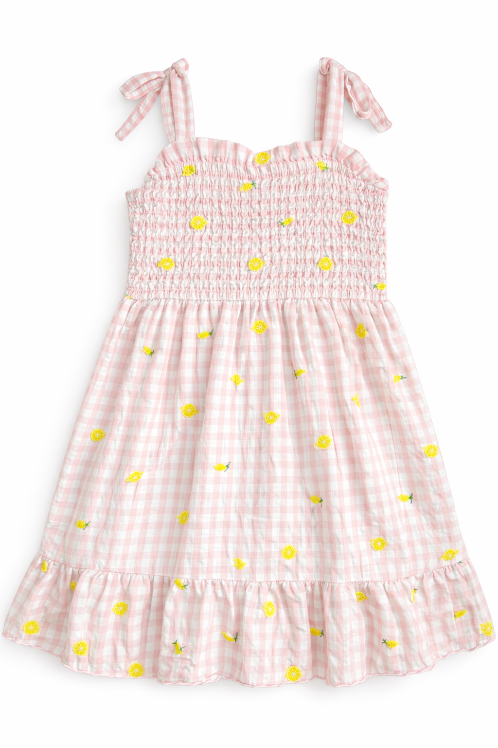 Size 8 | Btween | Pink Gingham Lemon Spaghetti Strap Sundress | GUC