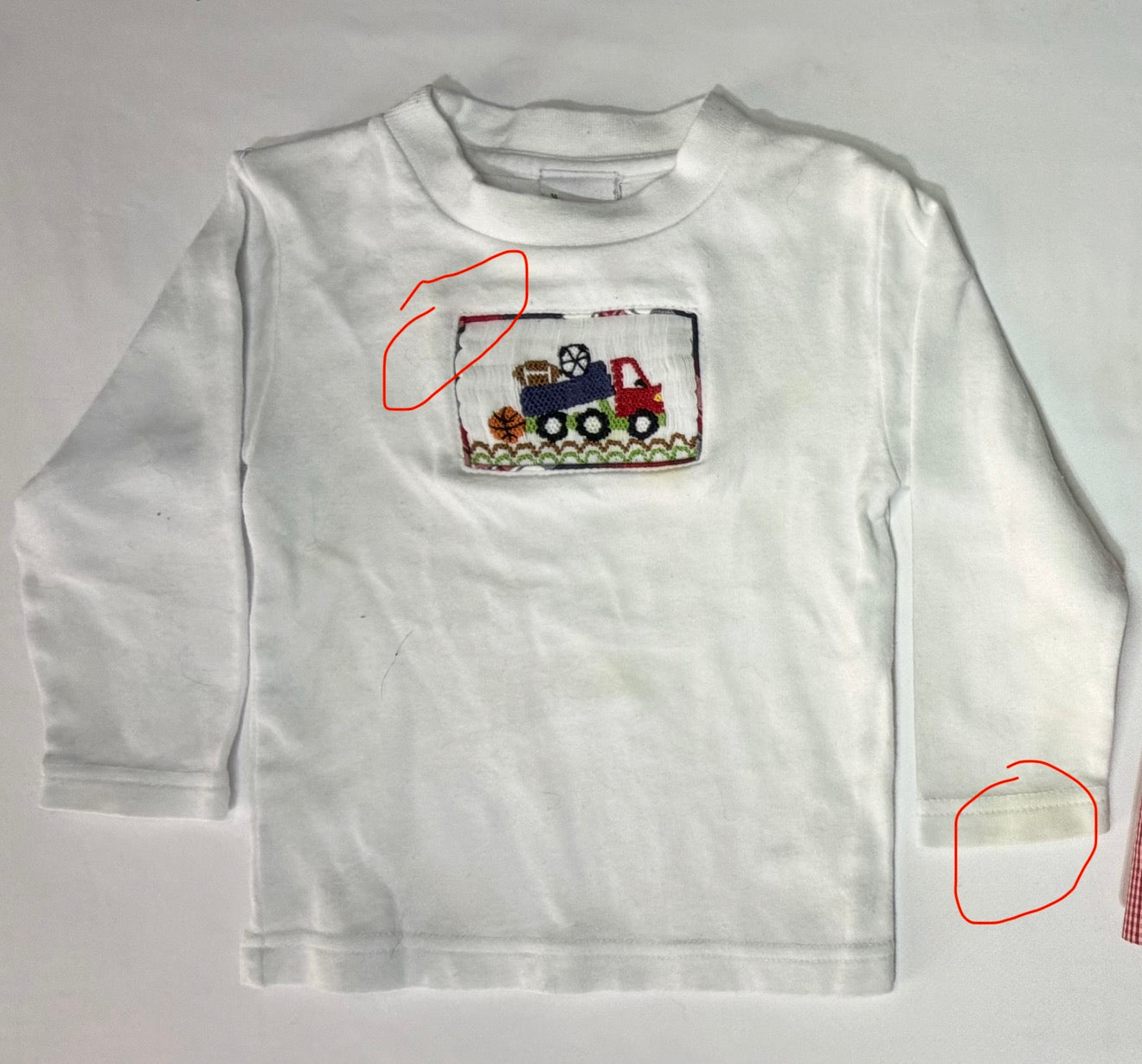 Size 12M | Smocked Giraffe Sport | Dump Truck Smock Set | Play