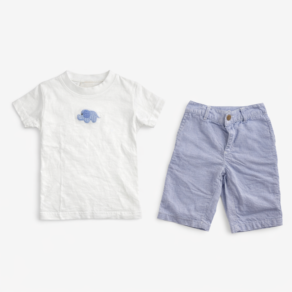 Size 9M & 6M | Baby Luigi Elephant Shirt & Ralph Lauren Blue Pants Set | GUC