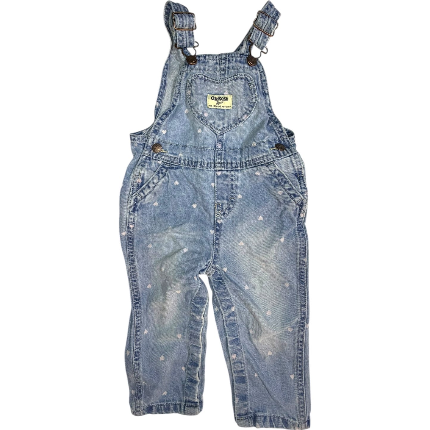 18M | OshKosh | Blue Jean Heart Overalls | EUC