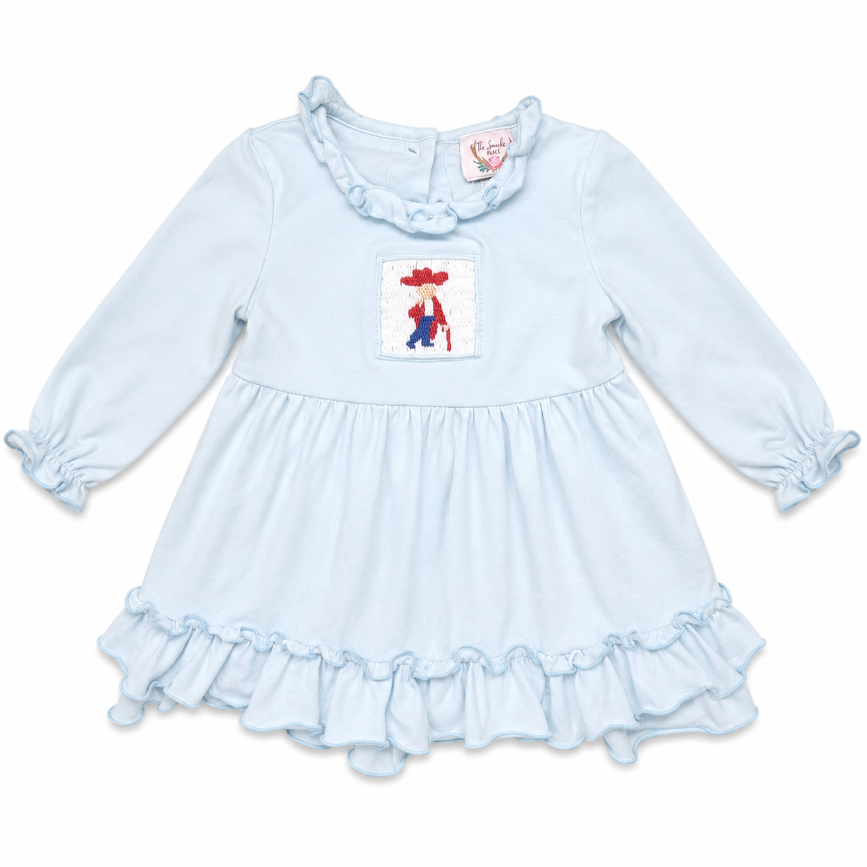 2T | The Smocking Place | Baby Blue Long-sleeve Ruffle Colonel Rebel Smocked Dress | GUC