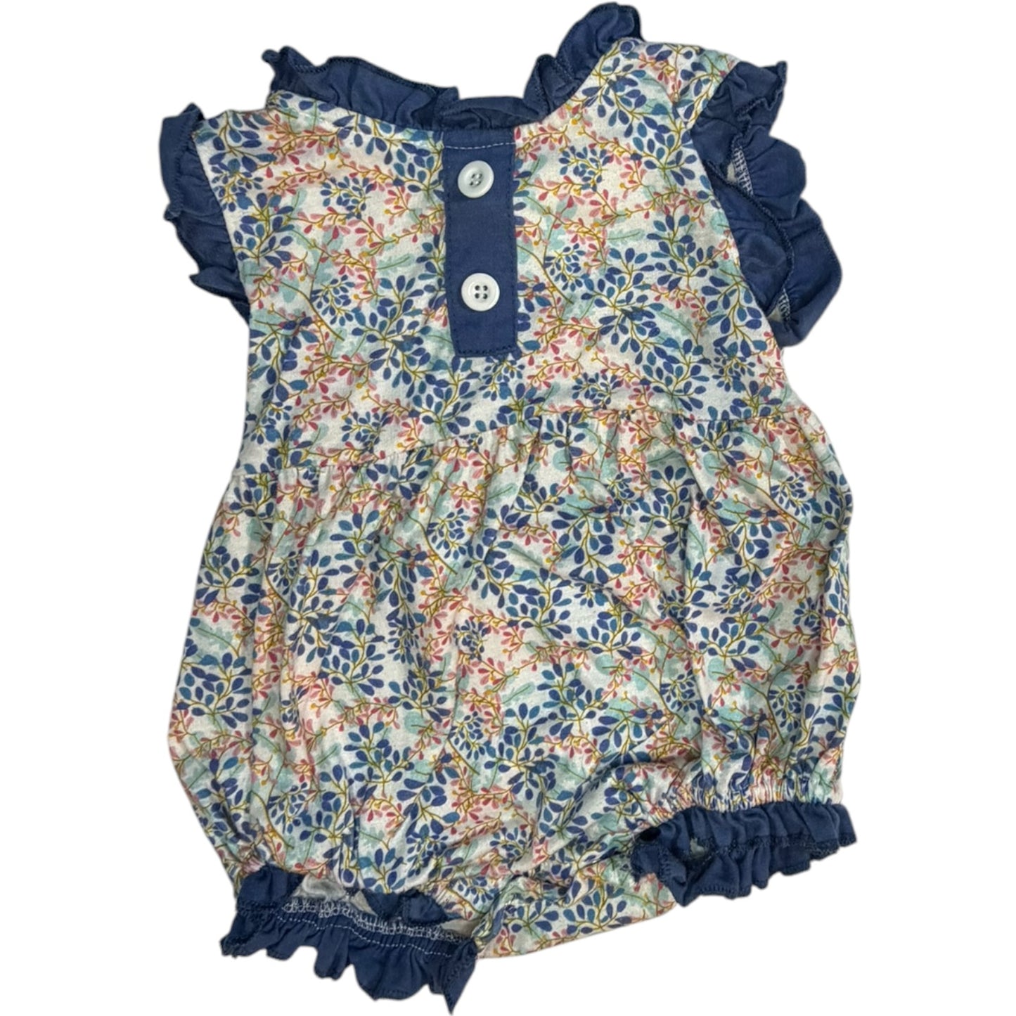 12-18M | Dash of Glitter | Blue Floral Ruffle Bubble