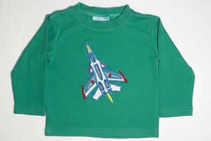 Size 18M | Boys Jet Fighter Appliqué Long Sleeve Tee | GUC