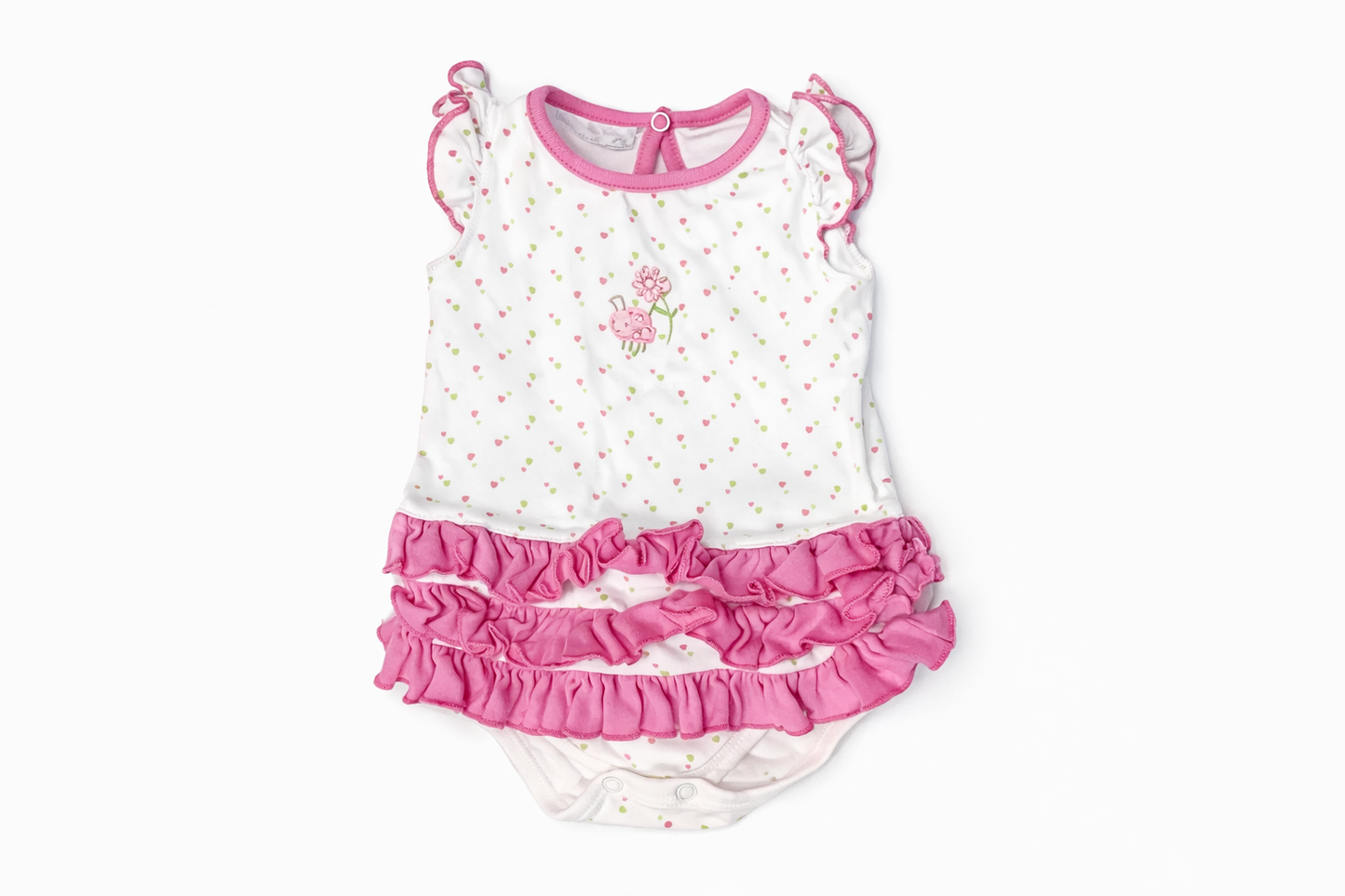 6M | Magnolia Baby | Ladybug Ruffle Bubble | GUC