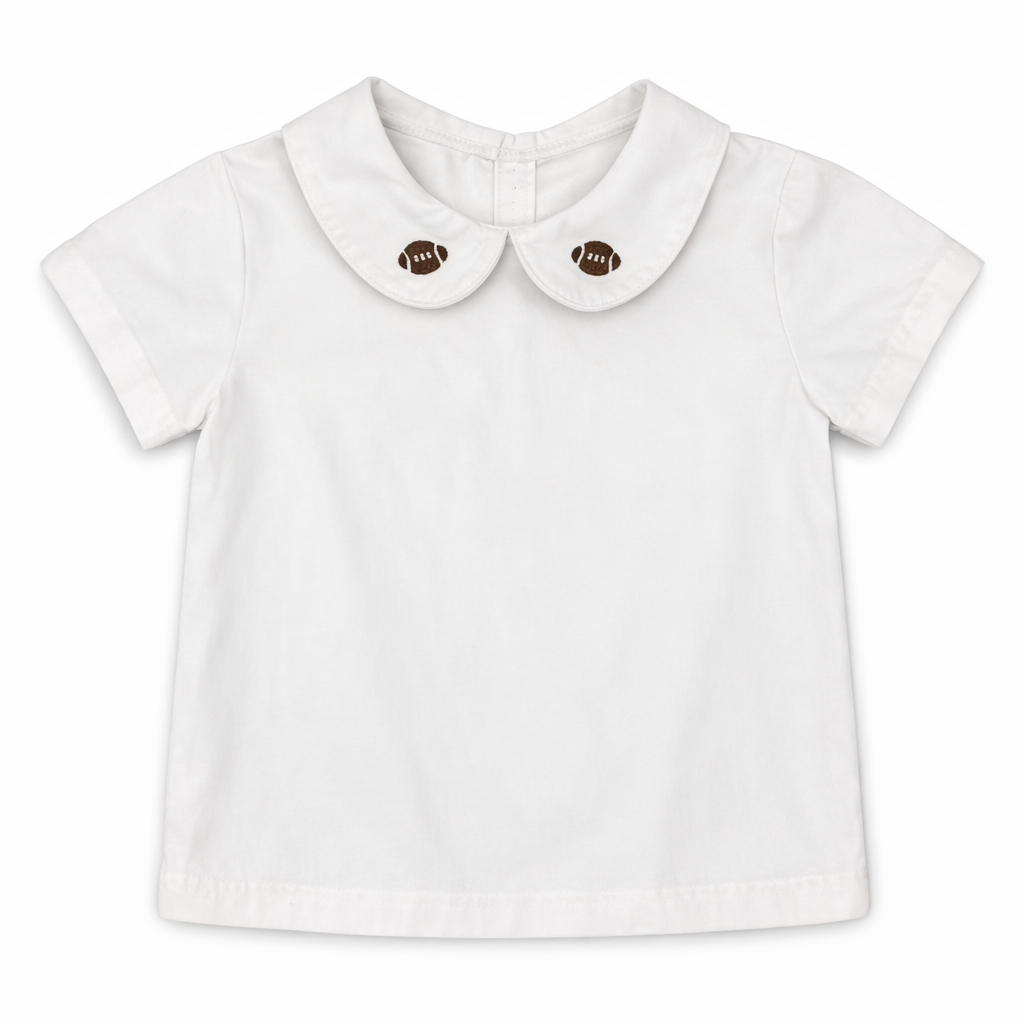 Size 4T | Bendit Matisse | White Football Peter Pan Collar Button Down | GUC