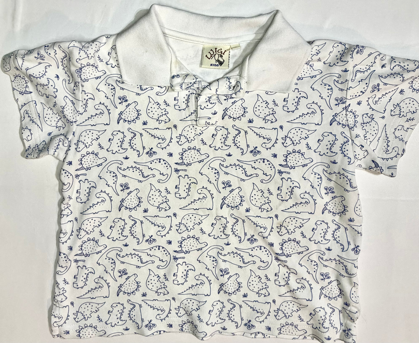 Size 5 | Luigi Kids | White Short Sleeve Dinosaur Polo | GUC