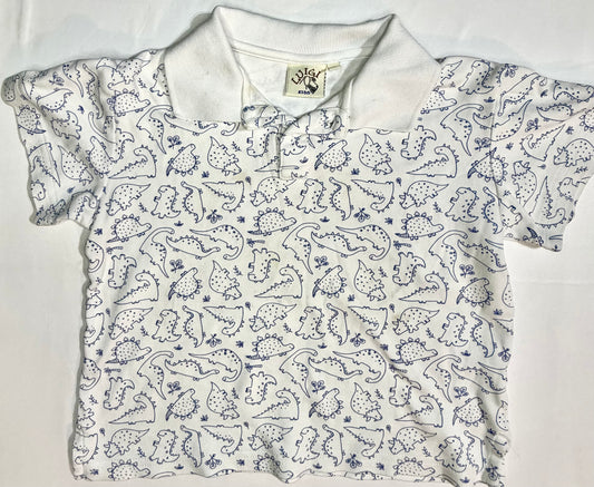 Size 5 | Luigi Kids | White Short Sleeve Dinosaur Polo | GUC