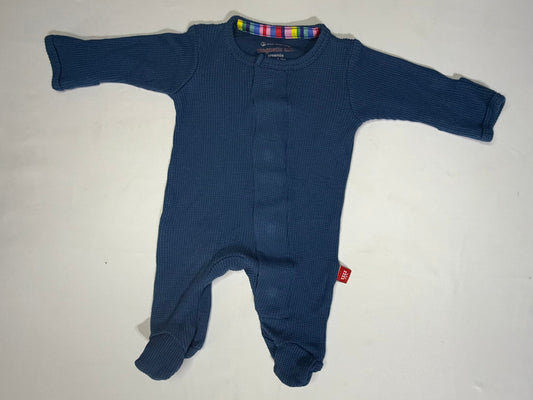 Preemie | Magnetic Me | Blue Long-sleeve Footed Bamboo Sleeper | EUC