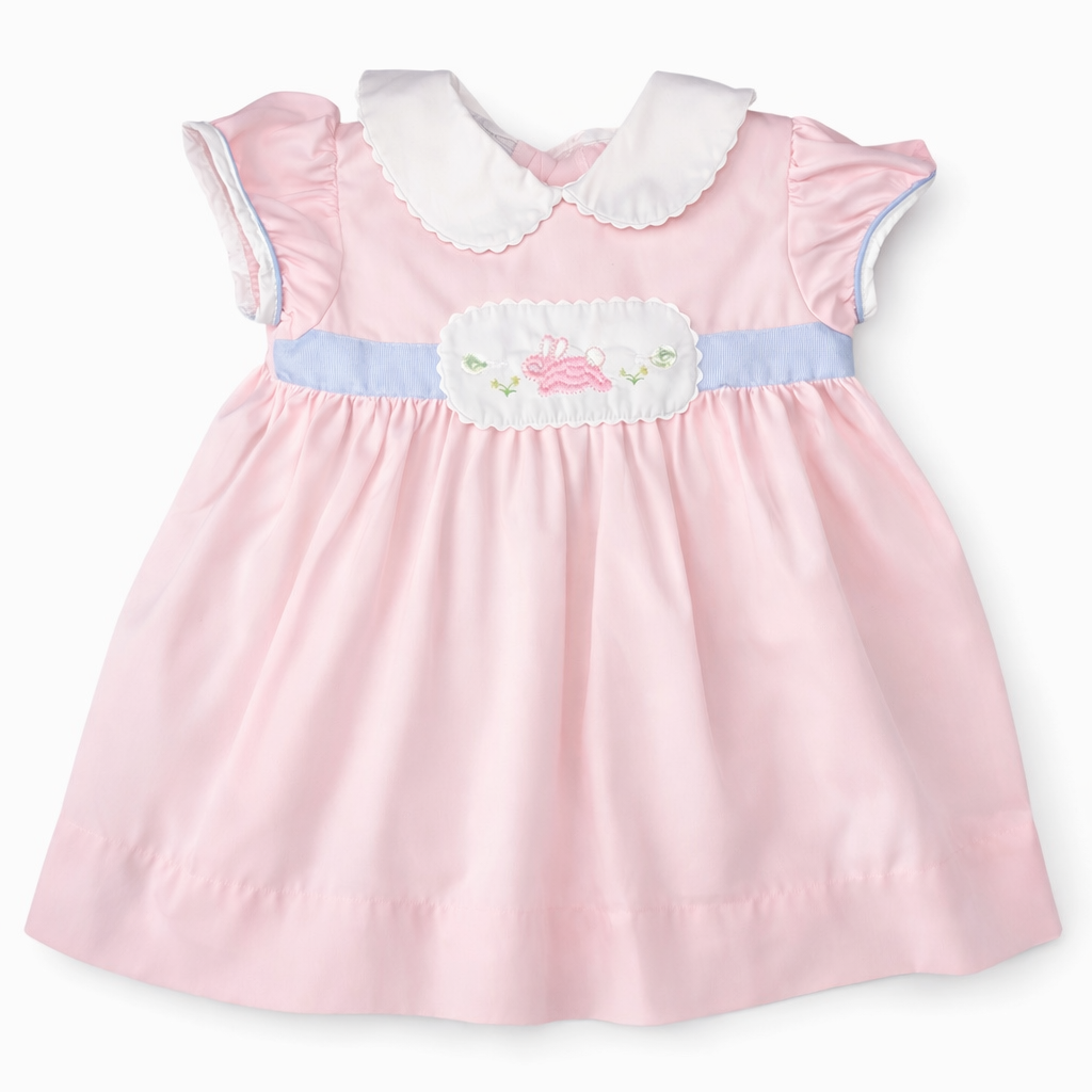 Size 24M | Little English | Pink & Blue Peter Pan Collar Bunny Dress | EUC