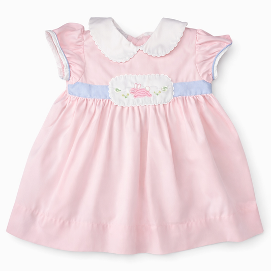 Size 24M | Little English | Pink & Blue Peter Pan Collar Bunny Dress | EUC