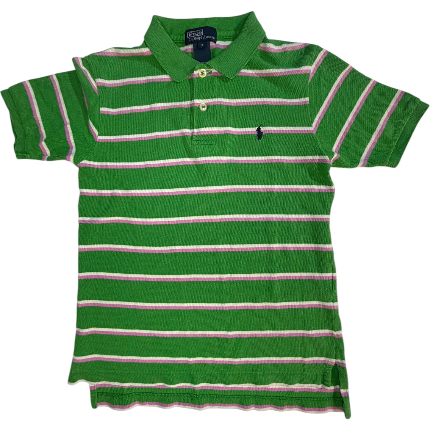 7 | Polo Ralph Lauren | Short Sleeve Polo Bundle Blue and Green and White Striped | GUC