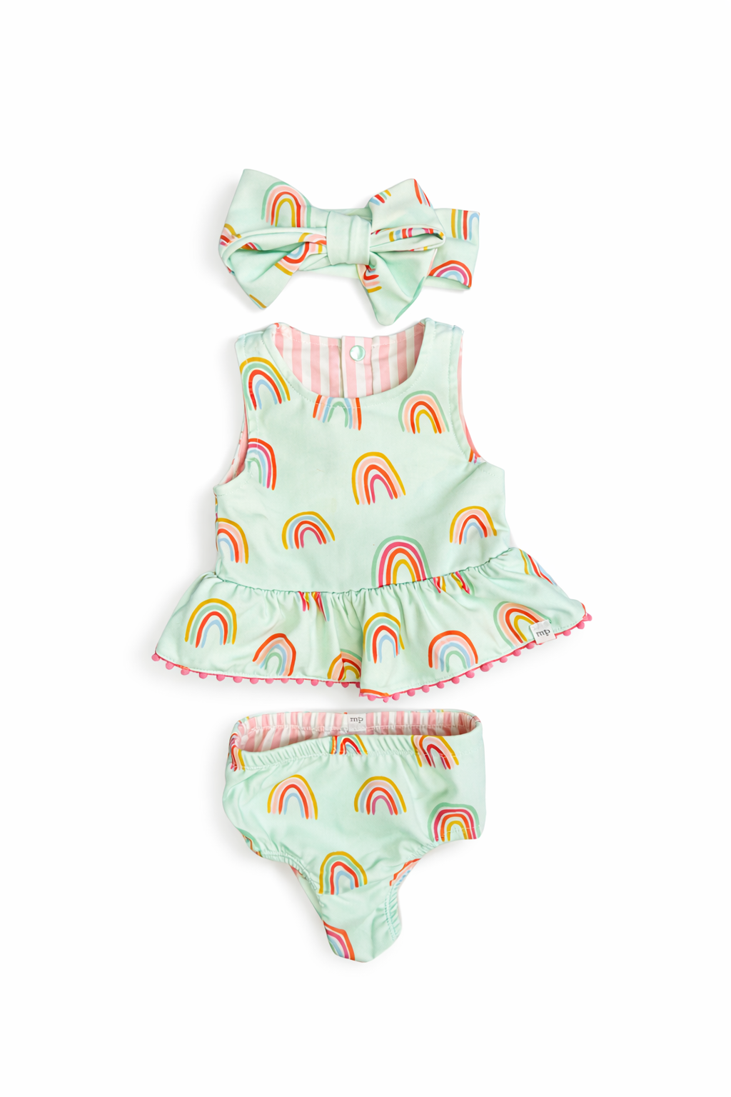 Size 3-6M | Mud Pie | Three-Piece Rainbow Swimsuit | EUC