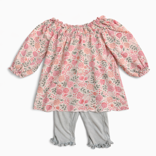 Size 12M | Feather Baby | Pink & Grey Dress | GUC