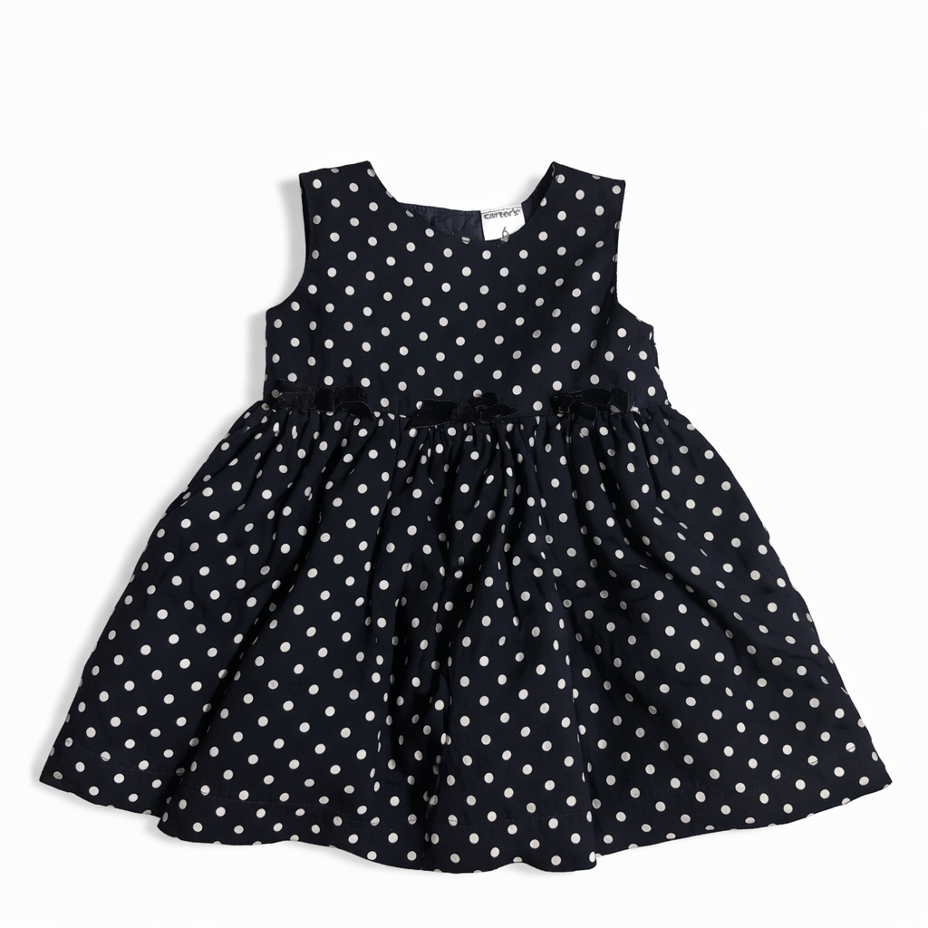 Size 6M | Carter's | Baby Girl Black Polka Dot Dress | EUC