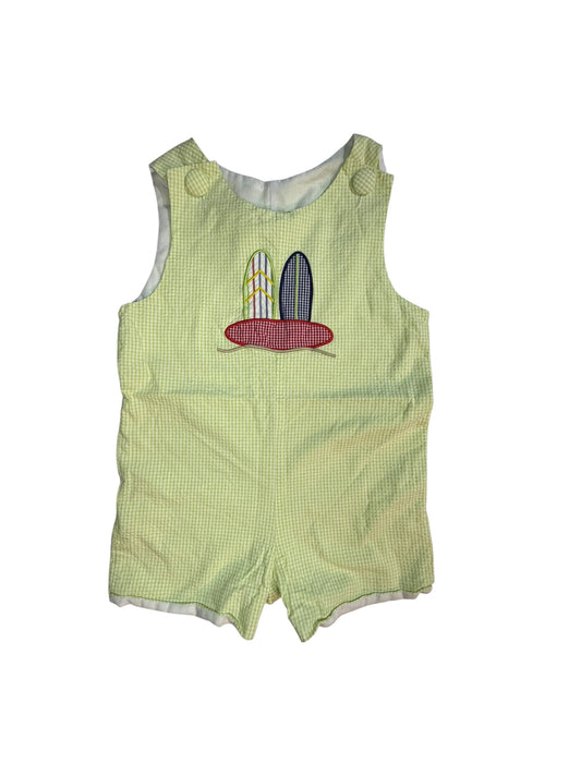 2T | Stellybelly | Green and White Gingham Surfboard Shortall | GUC