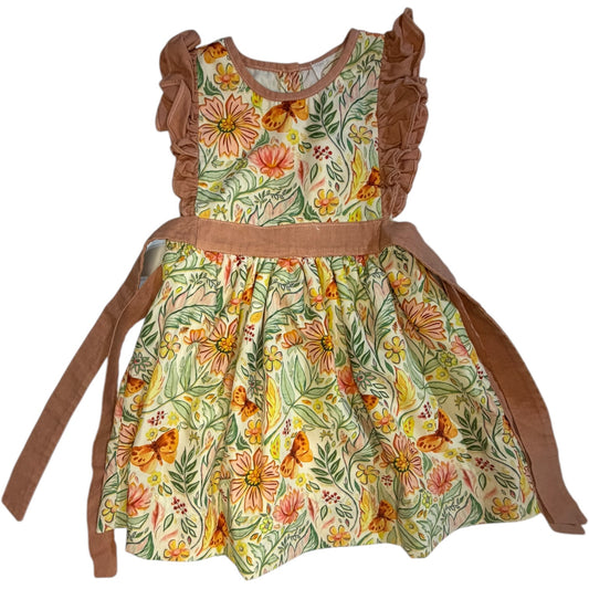 Grace and Honey Smocked Floral Ruffle Dress with Tie Back size 2T excellent used condition