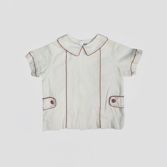 Size 4T | Monday's Child | White Peter Pan Collar Shirt with Red Trim | GUC