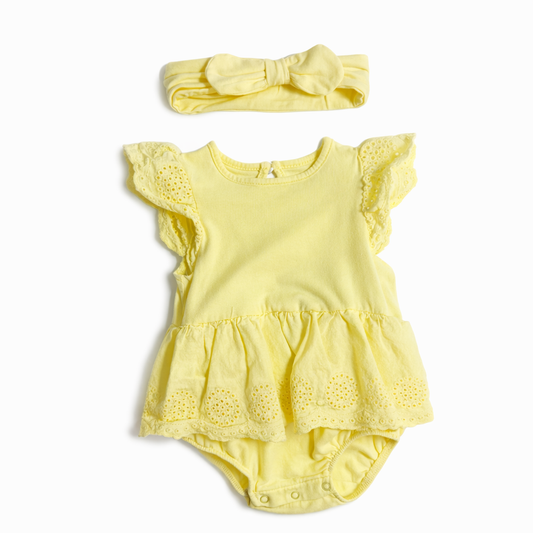 Size 6M | Little Me | Yellow Onesie & Headband Set | GUC