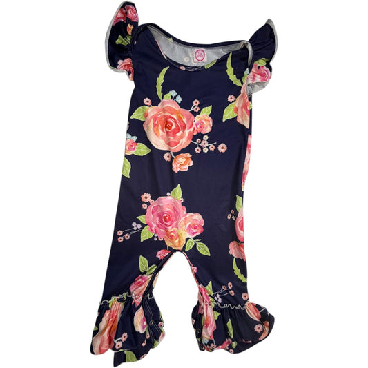 18-24M | Isla Grace | Dark Blue Floral Ruffle Longall | EUC