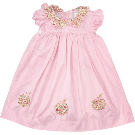 Size 3T | Cecil and Lou Pink Apple Dress | Floral Peter Pan Collar | EUC