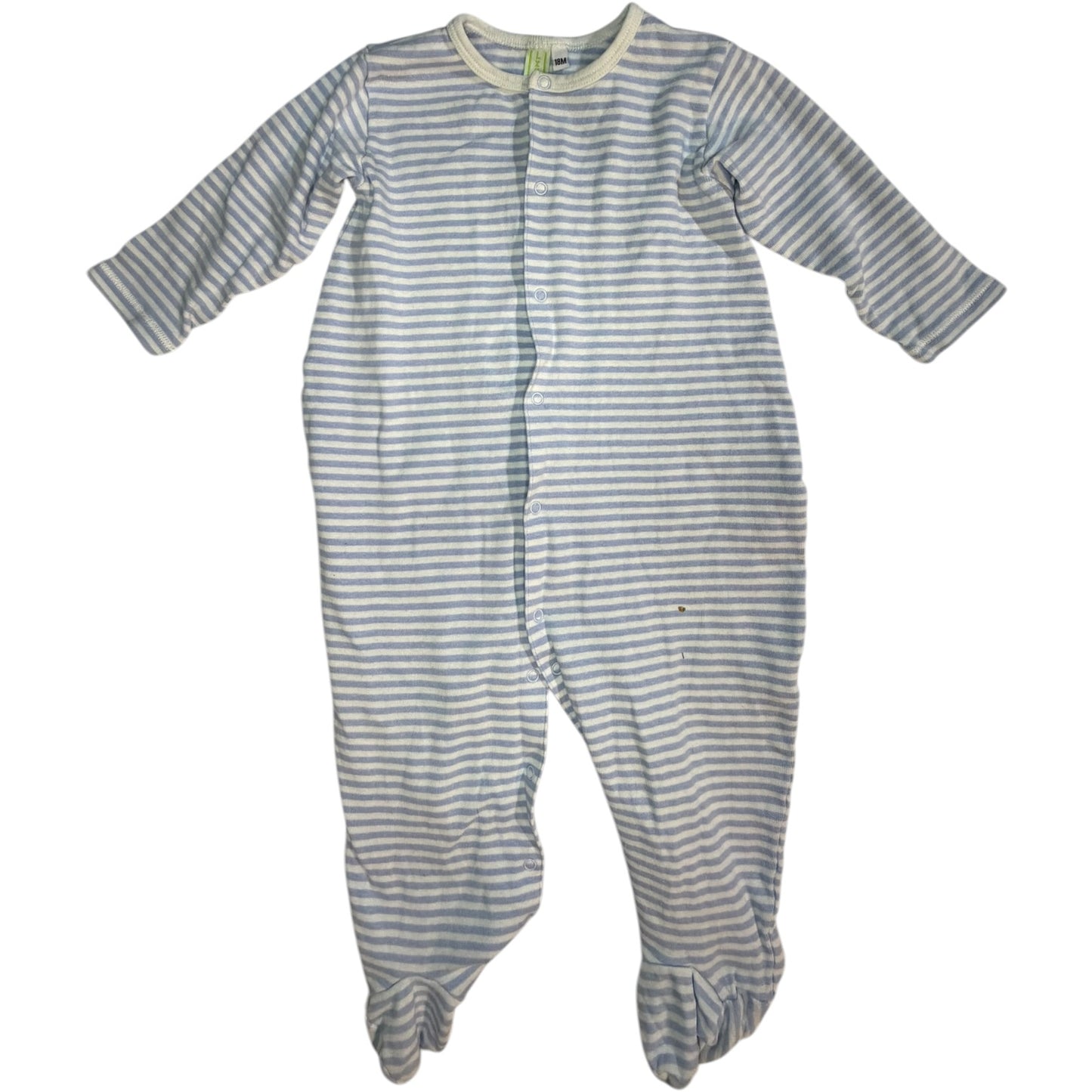 18M | Lime Green | Blue and White Striped Footed Sleeper | GUC