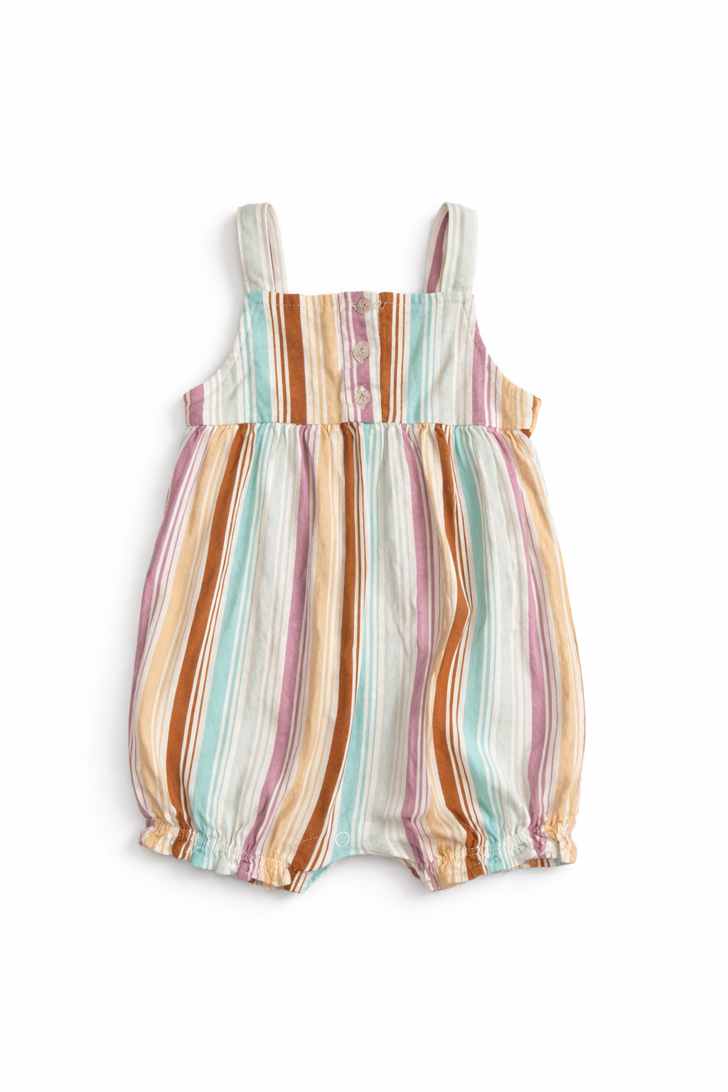 Size 12M | Carter's | Brown, Green & White Striped Spaghetti Strap Romper | GUC