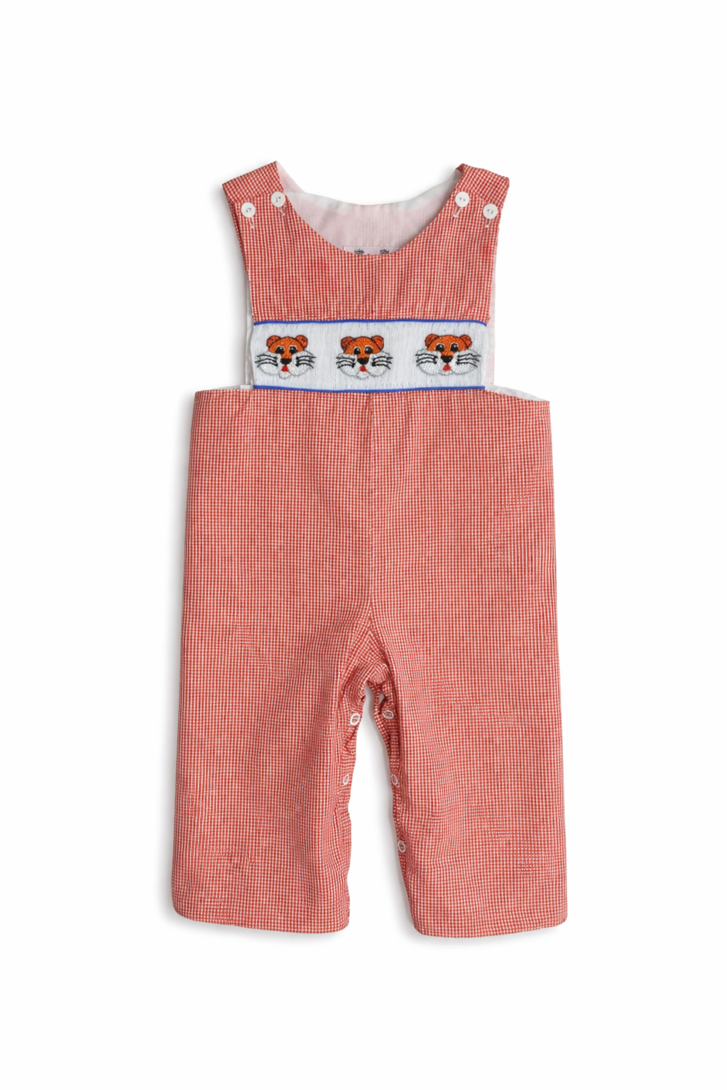 Smock Monkey orange gingham smocked tiger jon jon size 18M gently used