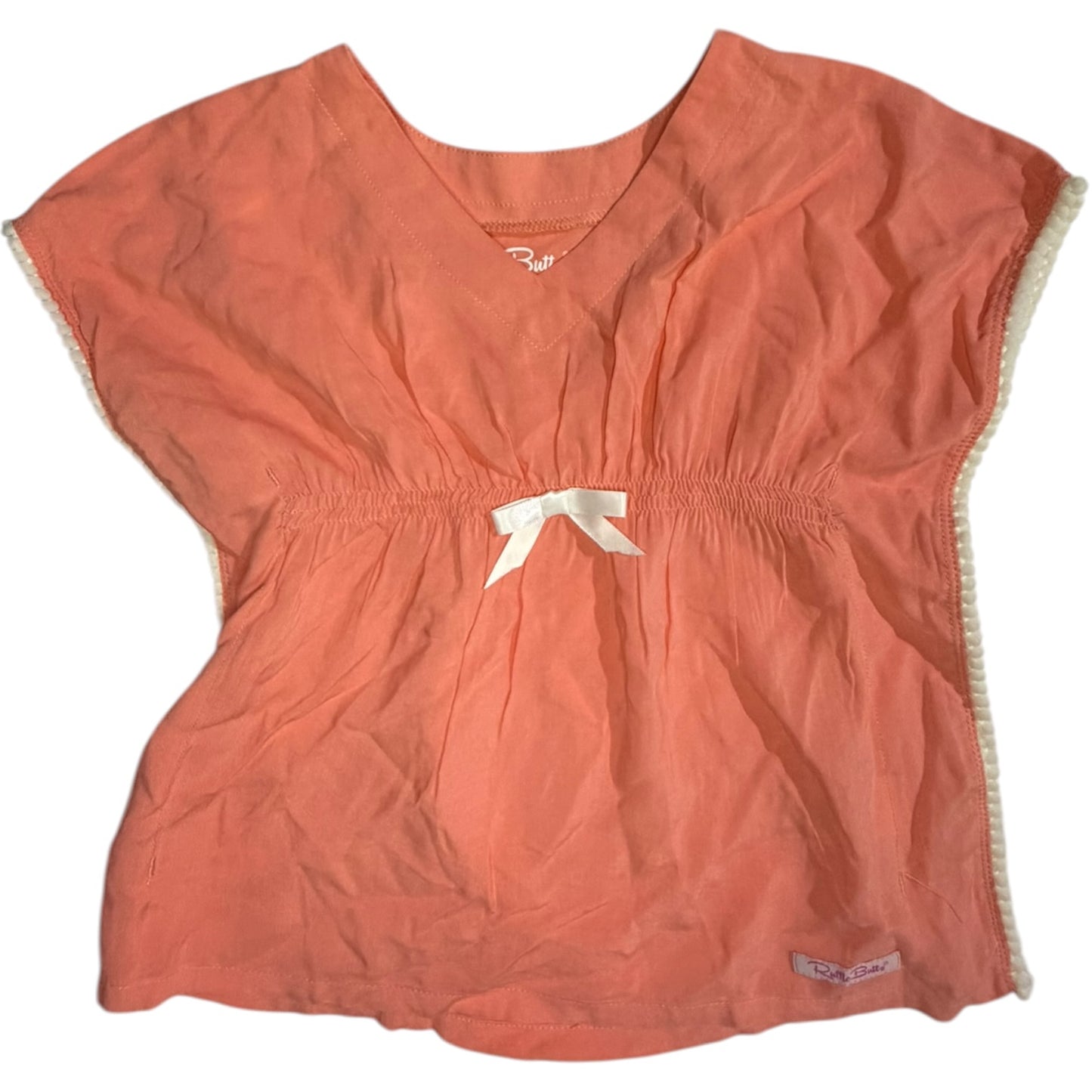 18-24M | RuffleButts | Coral & White Cover-Up | EUC
