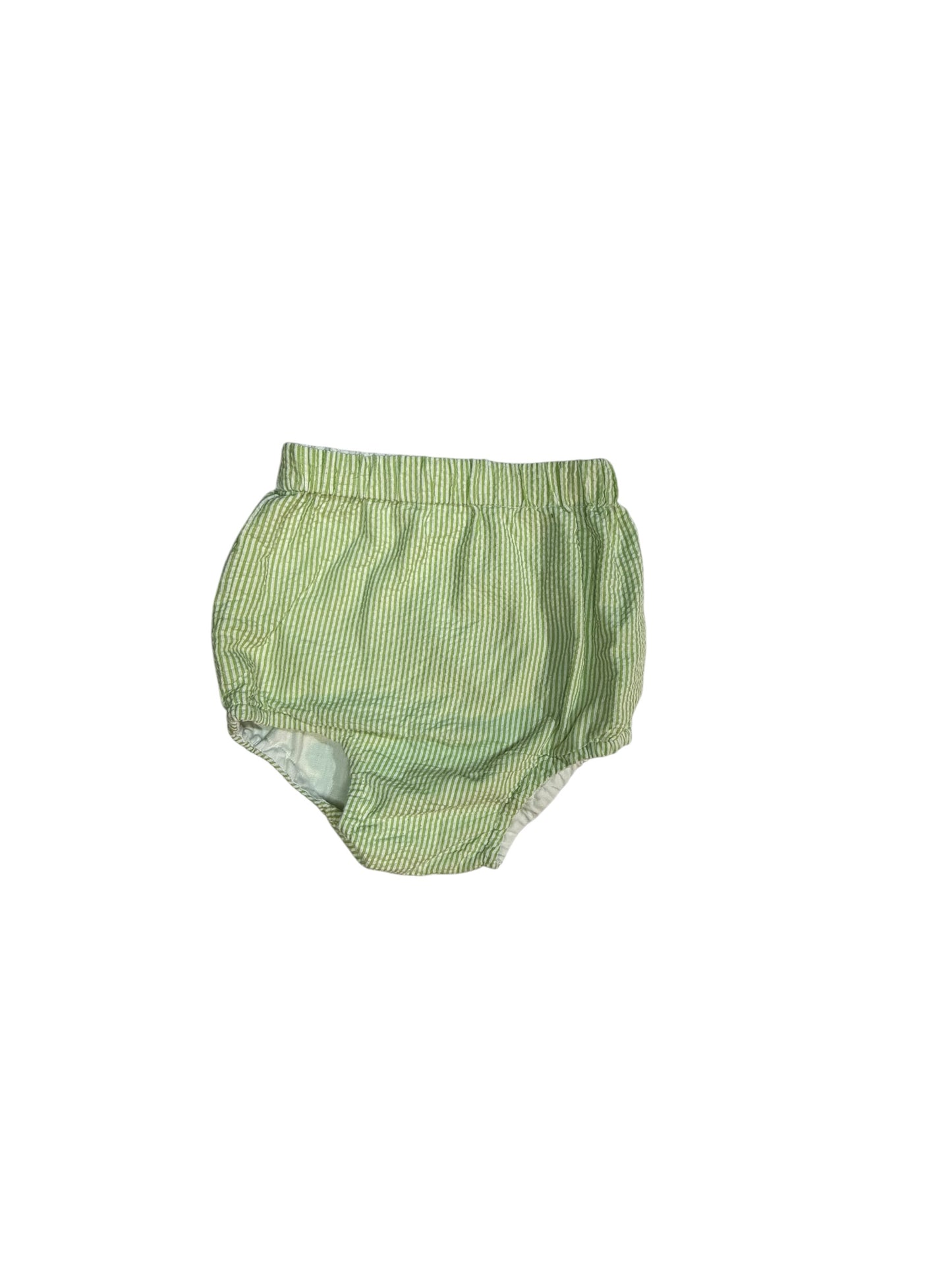 2T | Southern Taters | Light Green Sailboat Short-Sleeve Shirt & Green Seersucker Diaper Cover Set | EUC