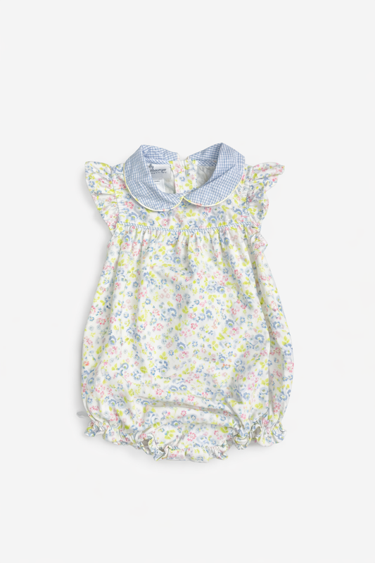 Size 3M | Baby Blessing | Blue Floral Bubble | EUC