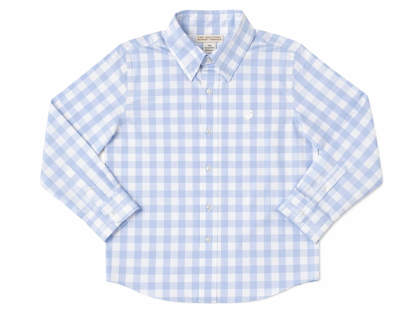 8 | The Beaufort Bonnet Company | Baby Blue and White Checkered Long-Sleeve Button-Down | NWT