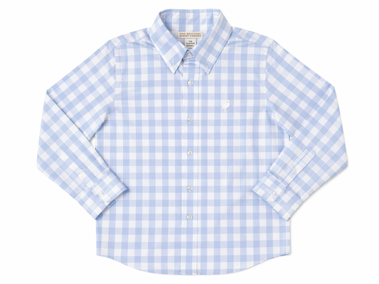 The Beaufort Bonnet Company Baby Blue and White Checkered Long-Sleeve Button-Down size 8 new with tags