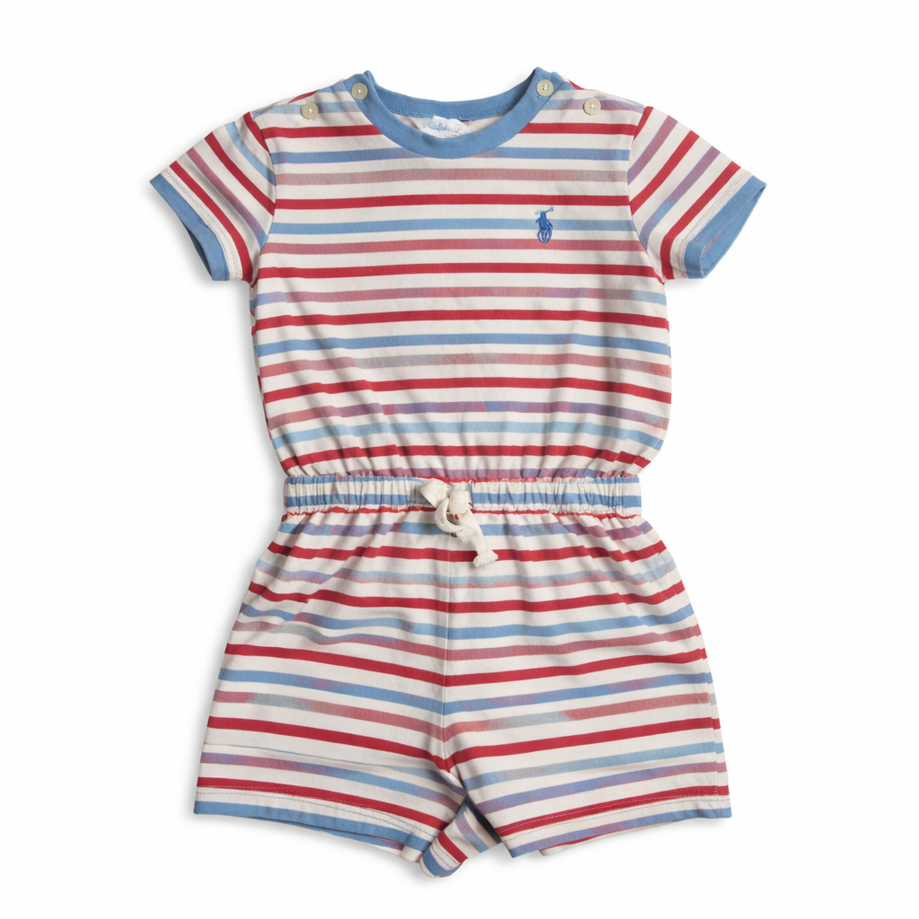 Size 9M | Polo Ralph Lauren | Baby Boy Red White & Blue Romper | GUC