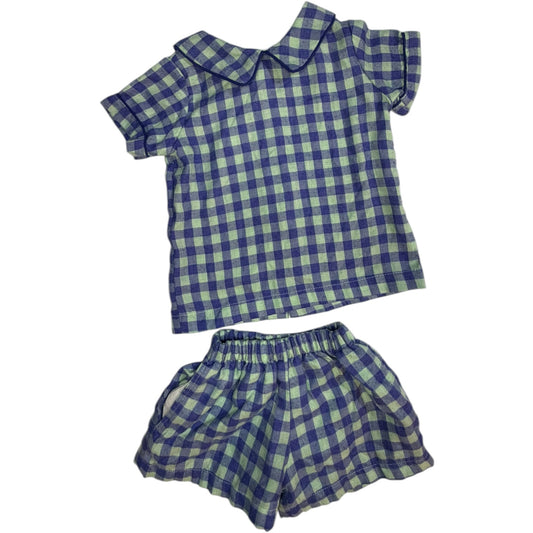 12M | The Oaks Apparel | Dark Blue & Teal Peter Pan Collar Shorts Set | Play