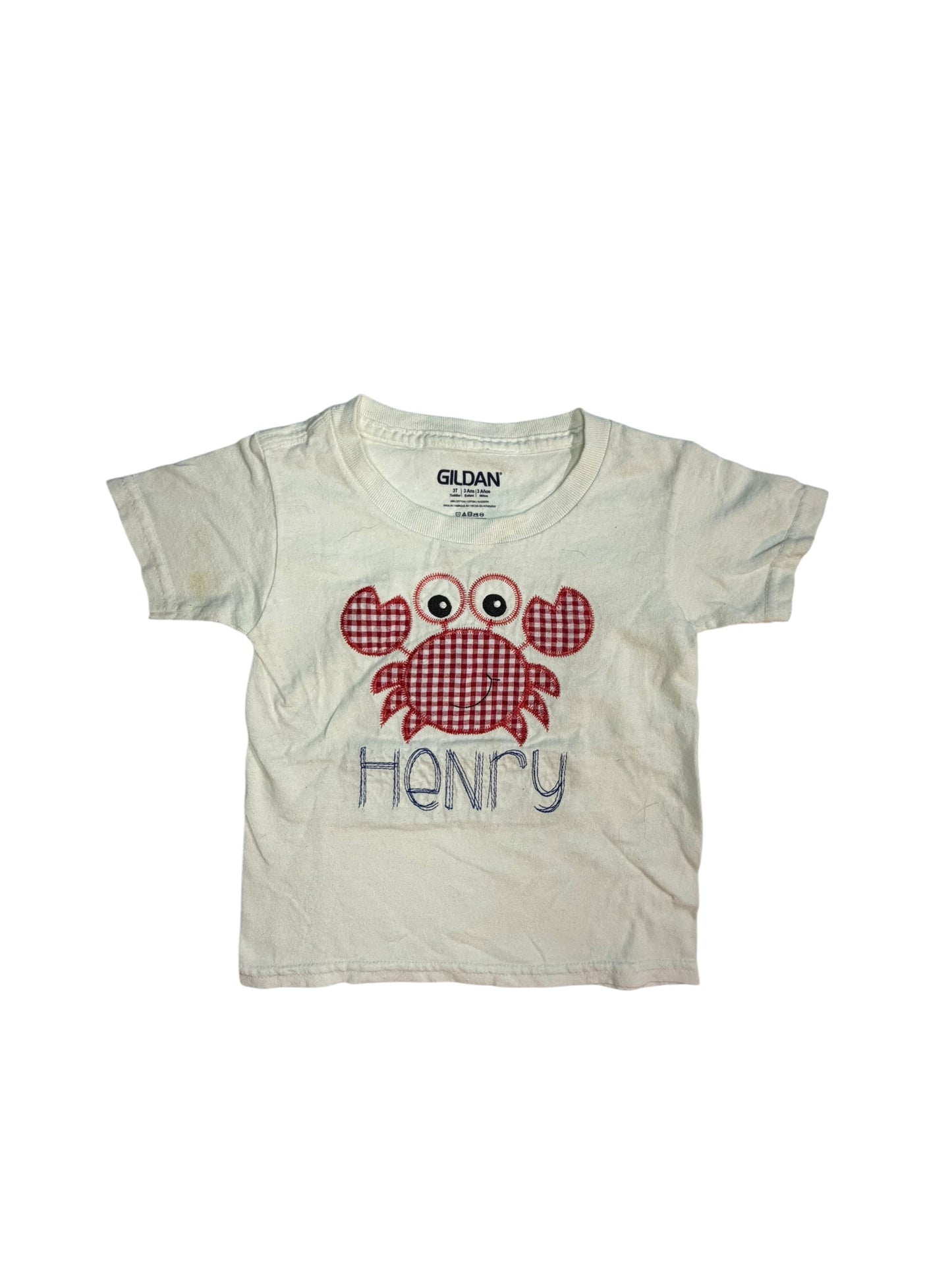 3T | Gildan | White Crab "Henry" Short-Sleeve Shirt | GUC